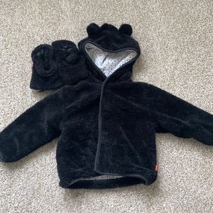 Magnetic Me black baby jacket and booties